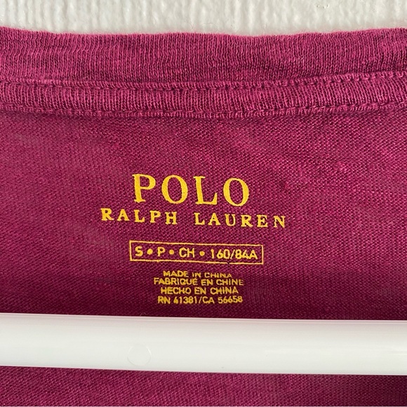POLO Ralph Lauren High-Low Style Wine/Maroon V Neck Tee - Picture 3 of 5